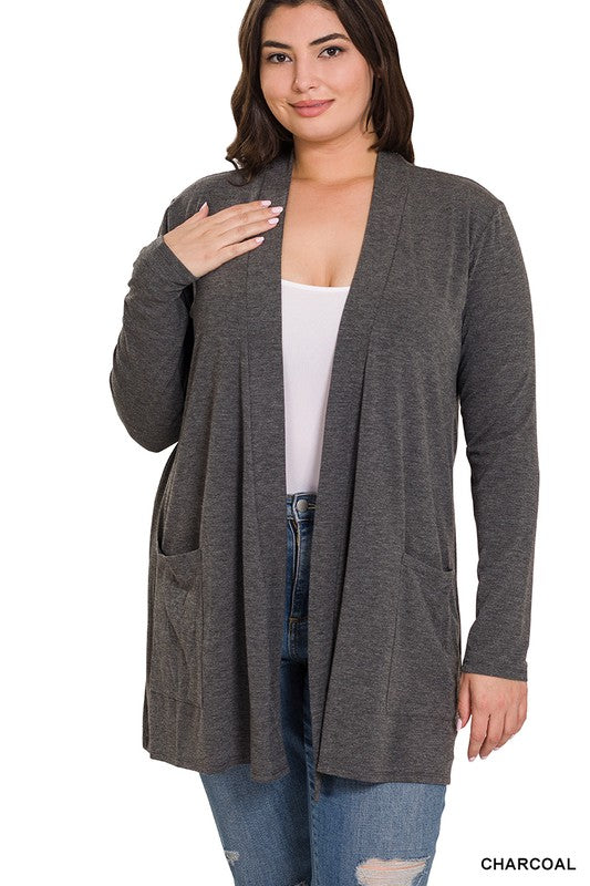 Plus Slouchy Pocket Open Cardigan - Christi's Boutique