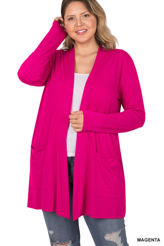 Plus Slouchy Pocket Open Cardigan - Christi's Boutique