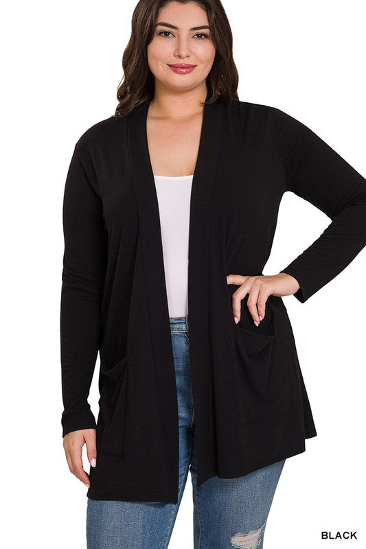 Plus Slouchy Pocket Open Cardigan - Christi's Boutique
