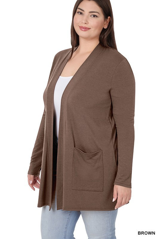 Plus Slouchy Pocket Open Cardigan - Christi's Boutique