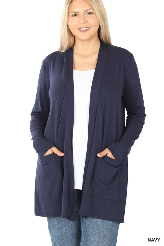 Plus Slouchy Pocket Open Cardigan - Christi's Boutique