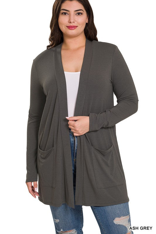 Plus Slouchy Pocket Open Cardigan - Christi's Boutique