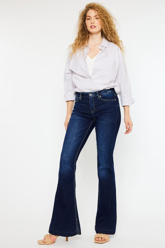 Mid Rise Hem Detail Flare - Christi's Boutique