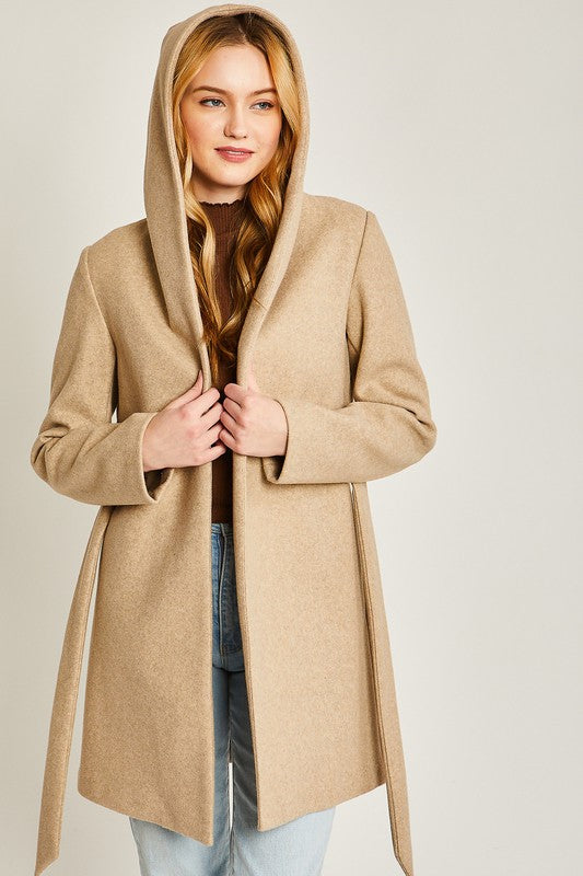JQ Fleece Belted Hoodie Coat - Christi's Boutique