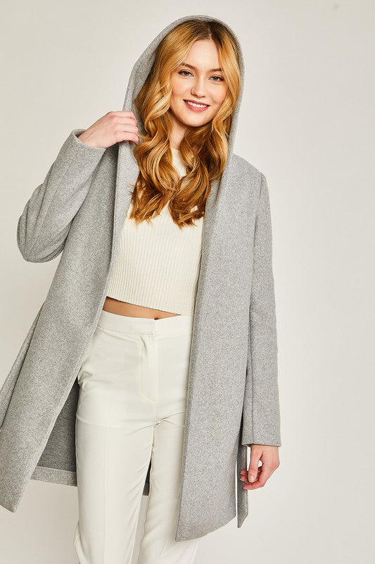 JQ Fleece Belted Hoodie Coat - Christi's Boutique