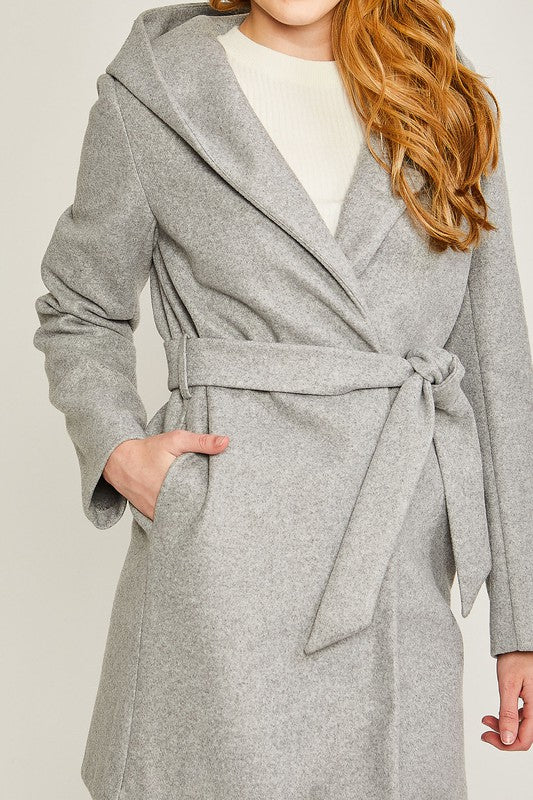 JQ Fleece Belted Hoodie Coat - Christi's Boutique