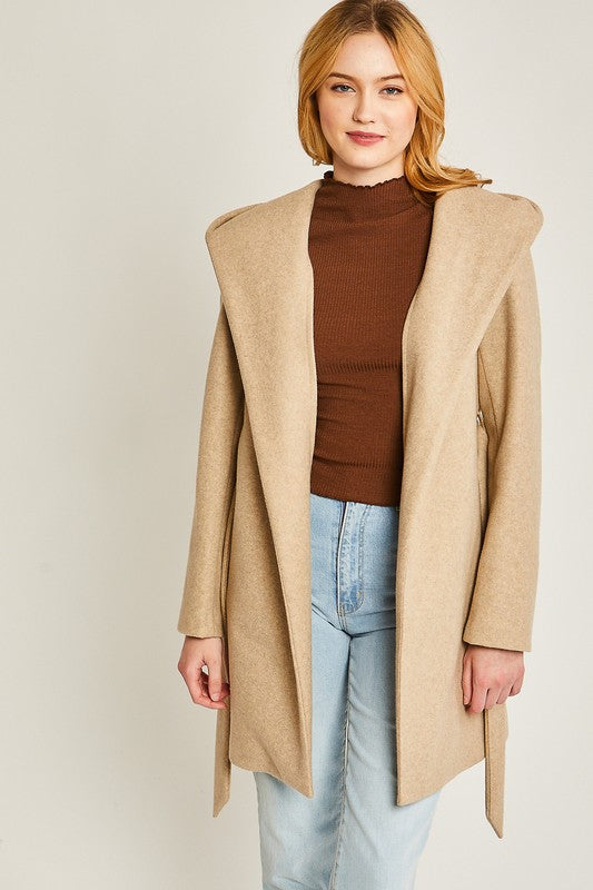 JQ Fleece Belted Hoodie Coat - Christi's Boutique