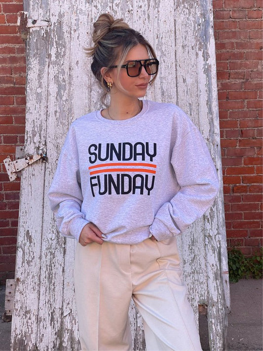 Black and Orange Sunday Funday Crewneck Sweatshirt - Christi's Boutique