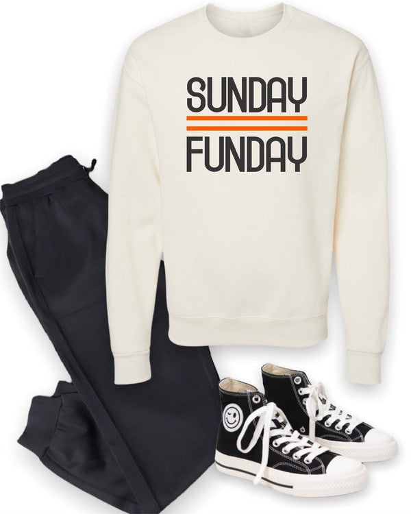 Black and Orange Sunday Funday Crewneck Sweatshirt - Christi's Boutique