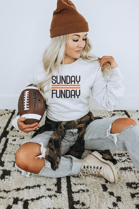 Black and Orange Sunday Funday Crewneck Sweatshirt - Christi's Boutique