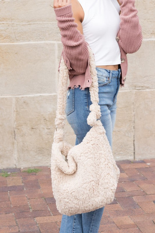 Boucle Sherpa Messenger Bag - Christi's Boutique