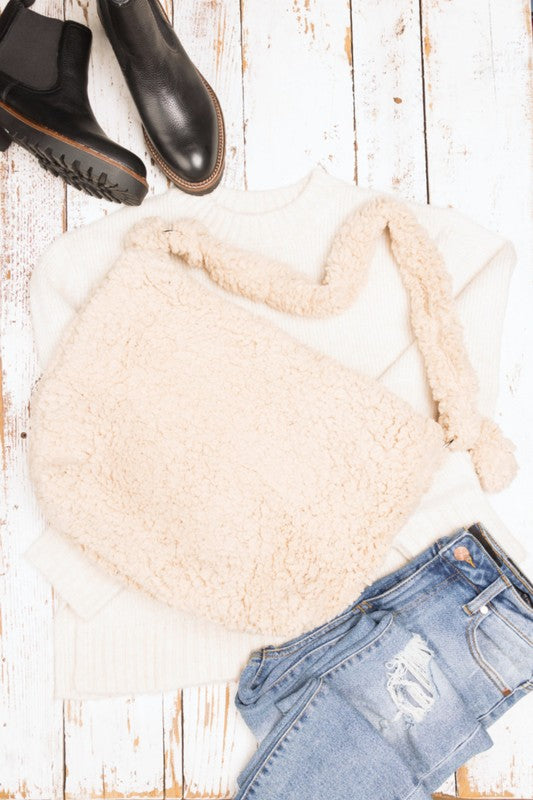 Boucle Sherpa Messenger Bag - Christi's Boutique