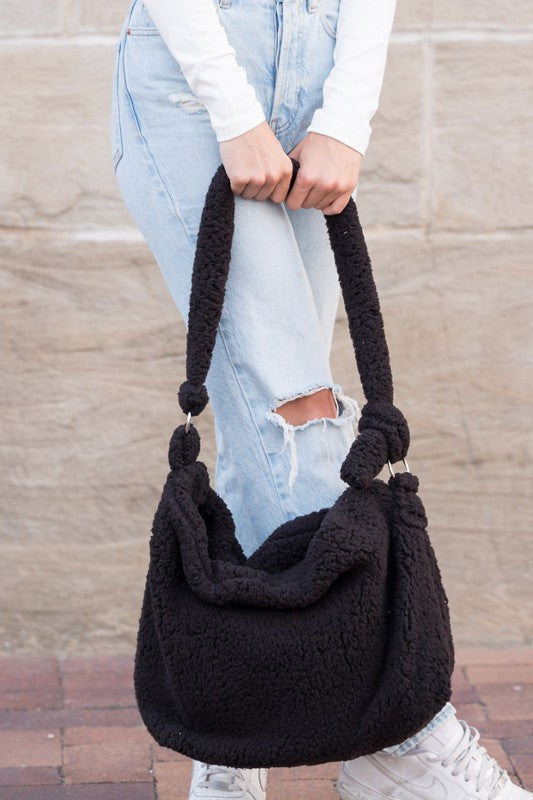Boucle Sherpa Messenger Bag - Christi's Boutique