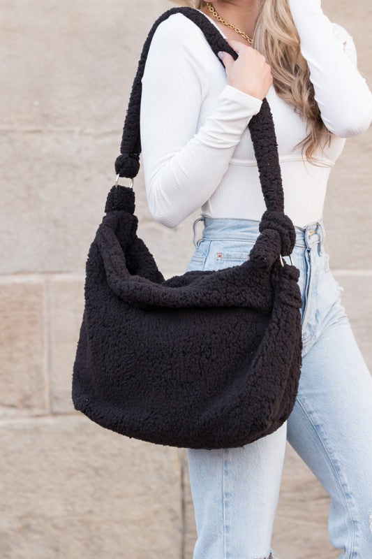 Boucle Sherpa Messenger Bag - Christi's Boutique