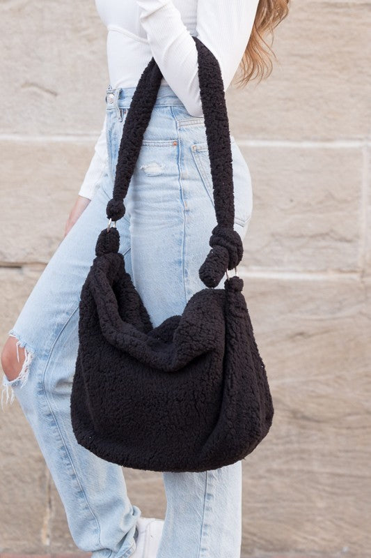 Boucle Sherpa Messenger Bag - Christi's Boutique