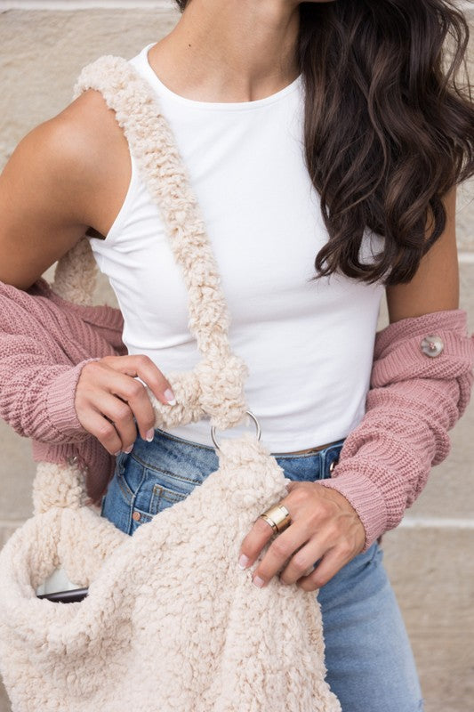 Boucle Sherpa Messenger Bag - Christi's Boutique