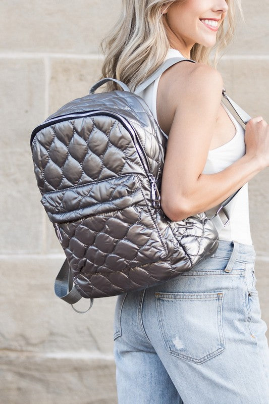 Jade Metallic Puffer Backpack - Christi's Boutique