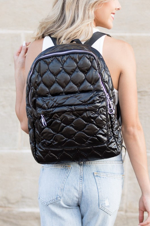 Jade Metallic Puffer Backpack - Christi's Boutique