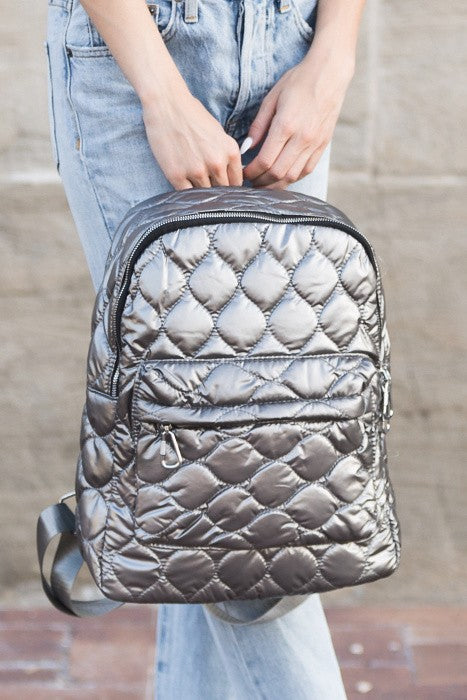 Jade Metallic Puffer Backpack - Christi's Boutique