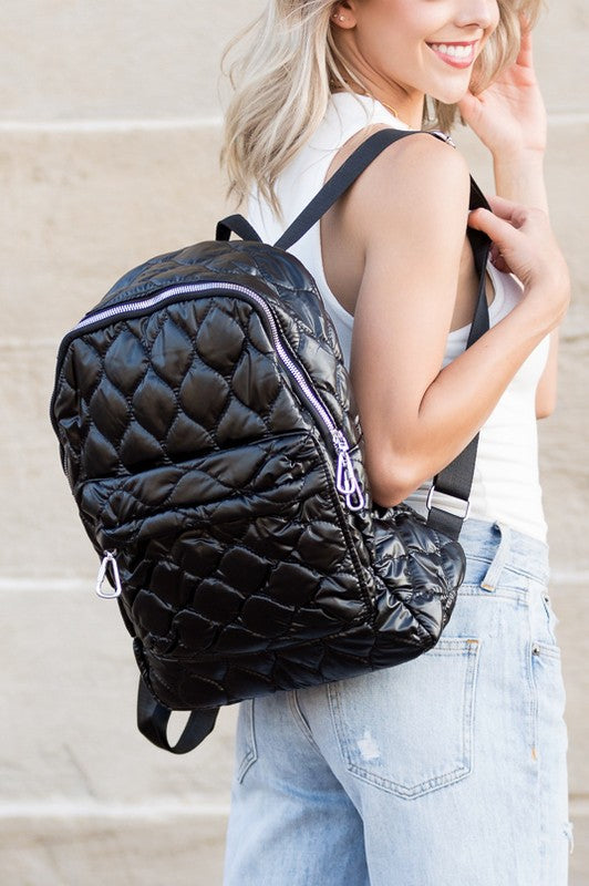 Jade Metallic Puffer Backpack - Christi's Boutique