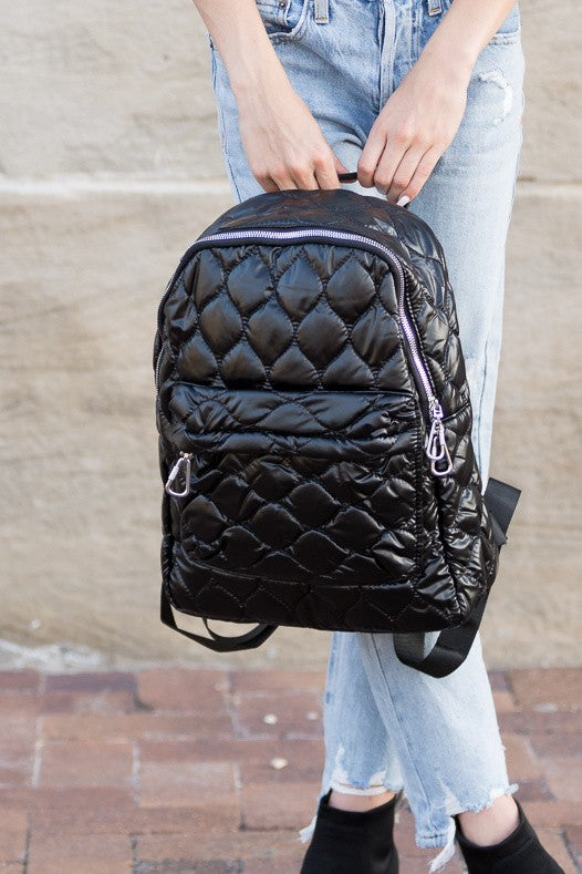 Jade Metallic Puffer Backpack - Christi's Boutique