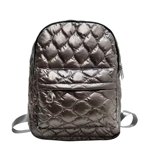Jade Metallic Puffer Backpack - Christi's Boutique