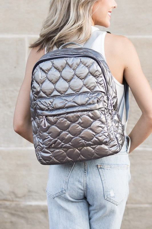 Jade Metallic Puffer Backpack - Christi's Boutique