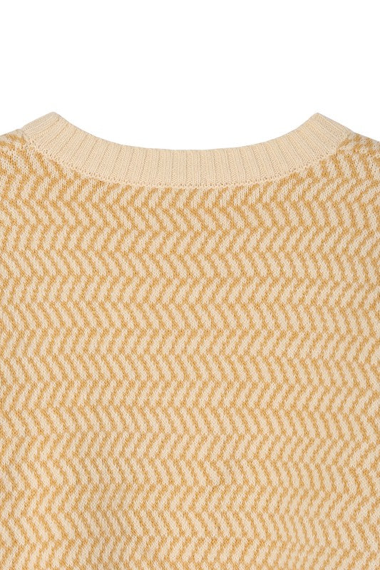 Herringbone Pattern Crew Neck Sweater - Christi's Boutique