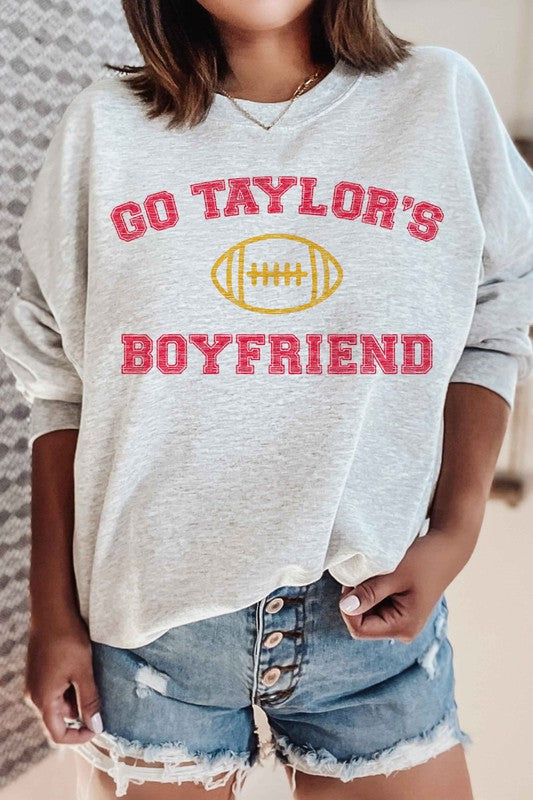 GO TAYLORS BOYFRIEND FOOTBALL GRAPHIC SWEATSHIRT - Christi's Boutique