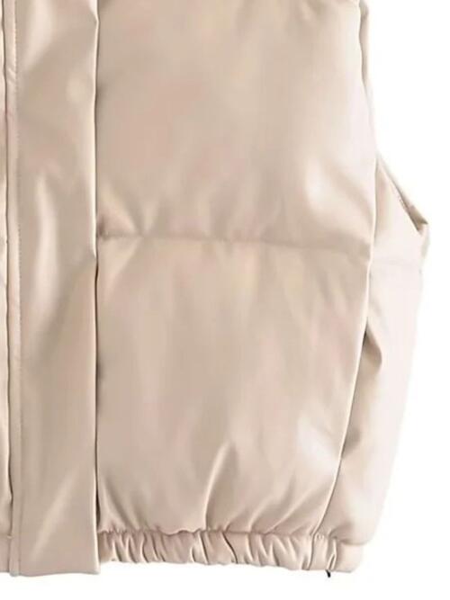 PU Leather Zip Up Drawstring Vest - Christi's Boutique