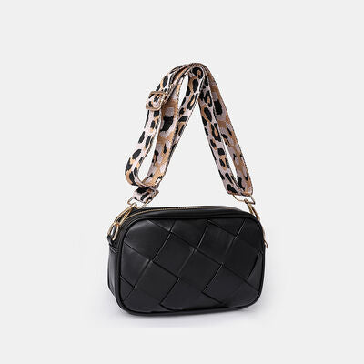 PU Leather Woven Crossbody Bag - Christi's Boutique