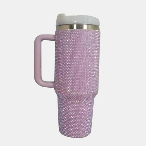 Rhinestone Stainless Steel Tumbler with Straw - Christi's Boutique