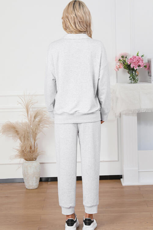 Half Zip Sweatshirt and Drawstring Sweatpants Set - Christi's Boutique