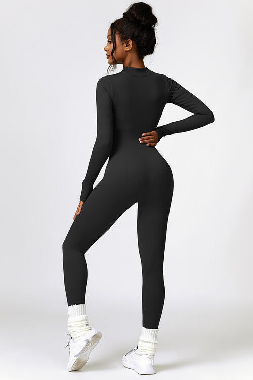 Half Zip Long Sleeve Active Jumpsuit - Christi's Boutique