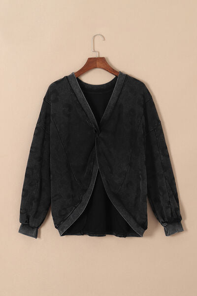 Leopard Round Neck Dropped Shoulder Sweatshirt - Christi's Boutique