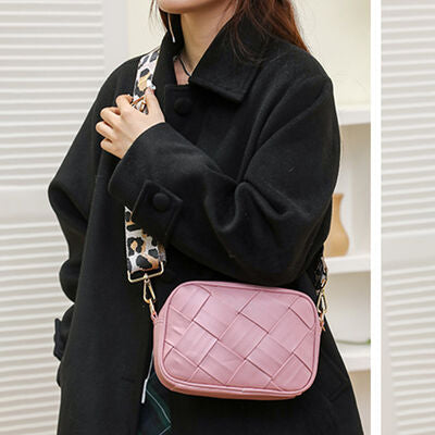 PU Leather Woven Crossbody Bag - Christi's Boutique