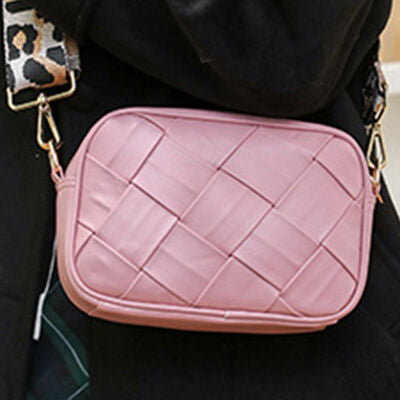 PU Leather Woven Crossbody Bag - Christi's Boutique