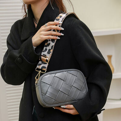 PU Leather Woven Crossbody Bag - Christi's Boutique