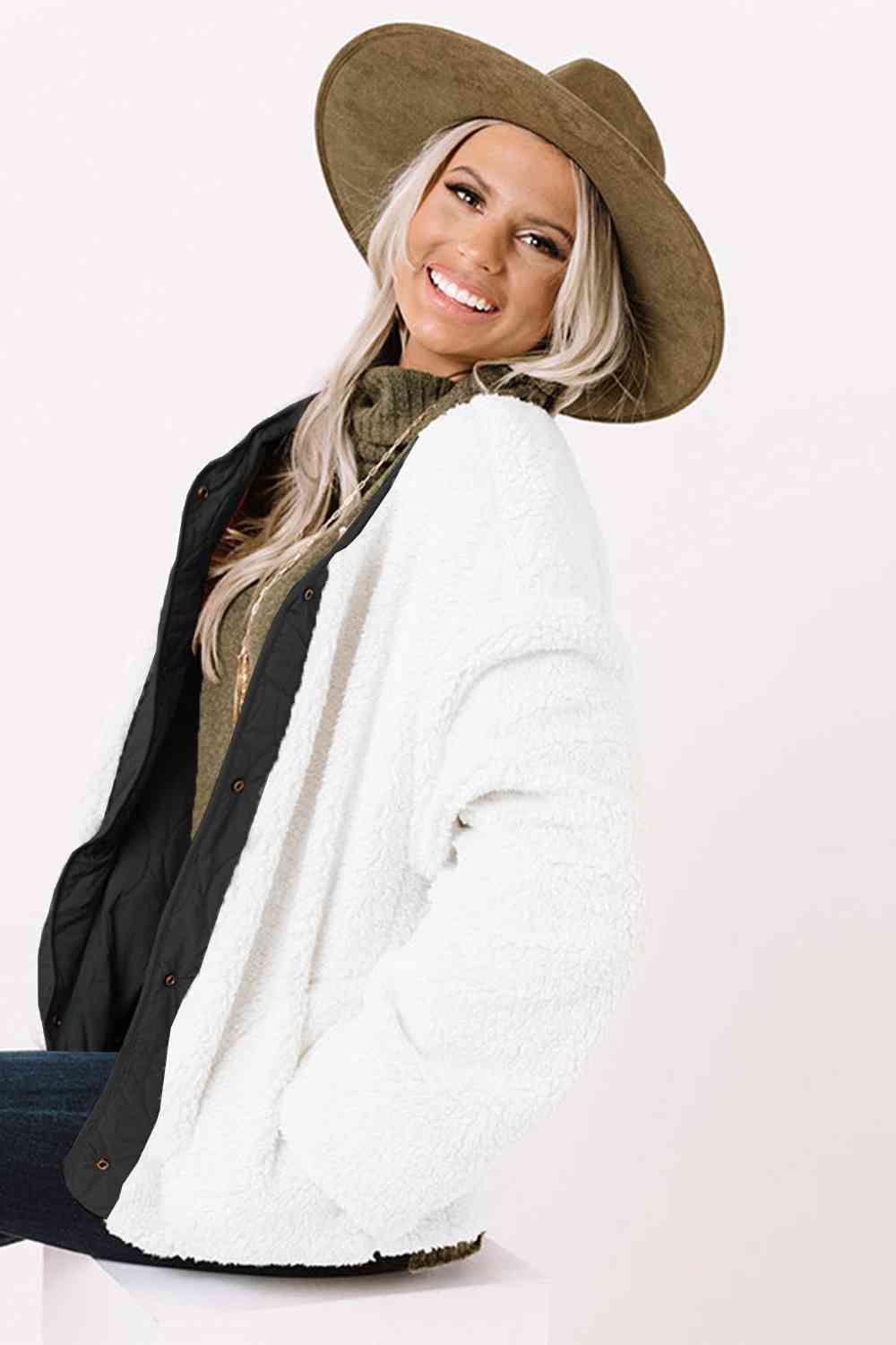 Long Sleeve Button Front Winter Coat - Christi's Boutique