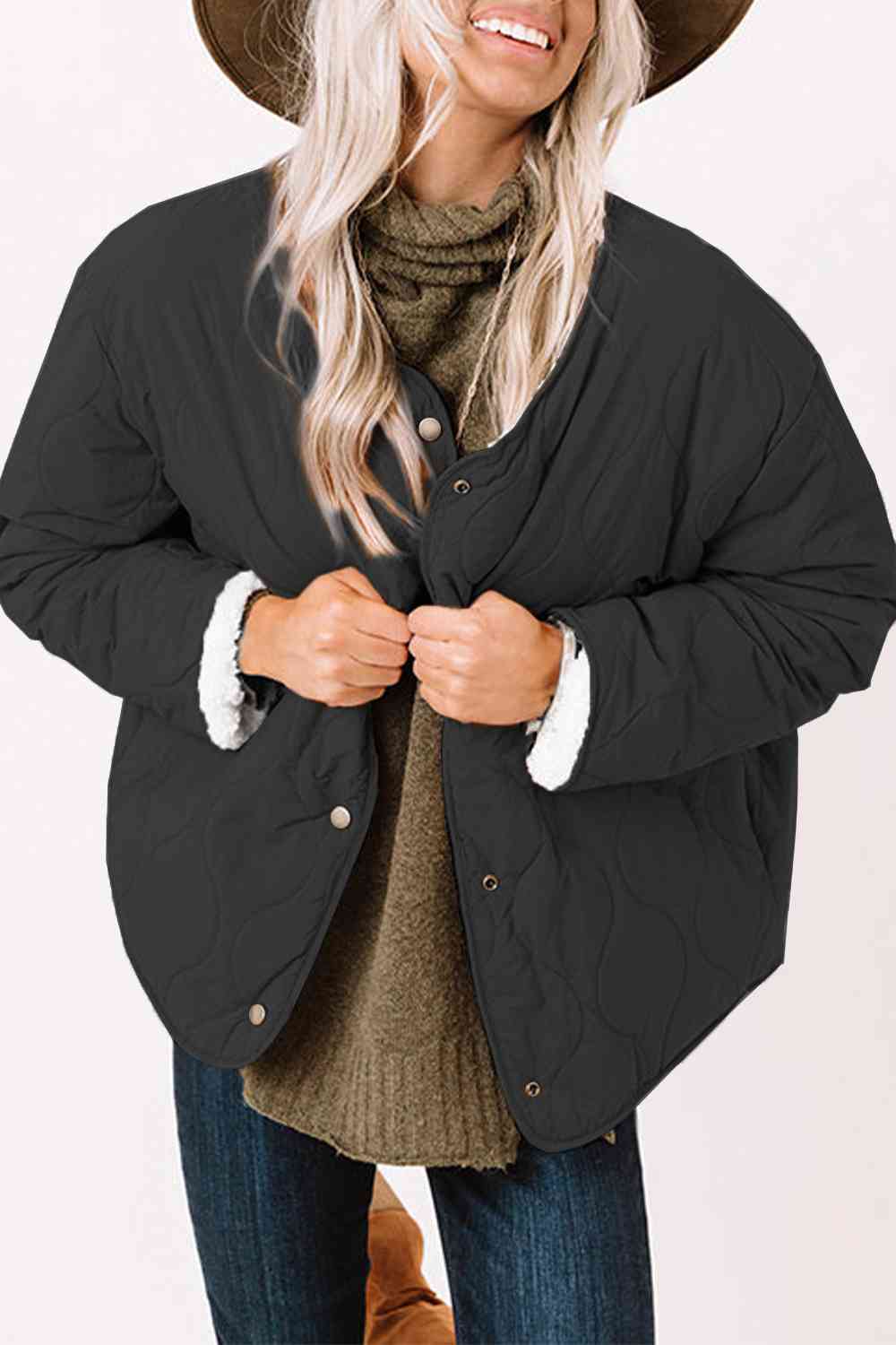 Long Sleeve Button Front Winter Coat - Christi's Boutique