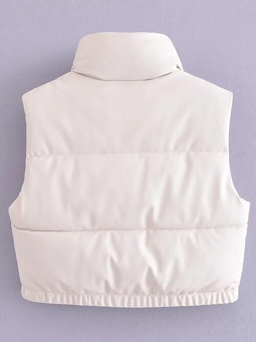 PU Leather Zip Up Drawstring Vest - Christi's Boutique
