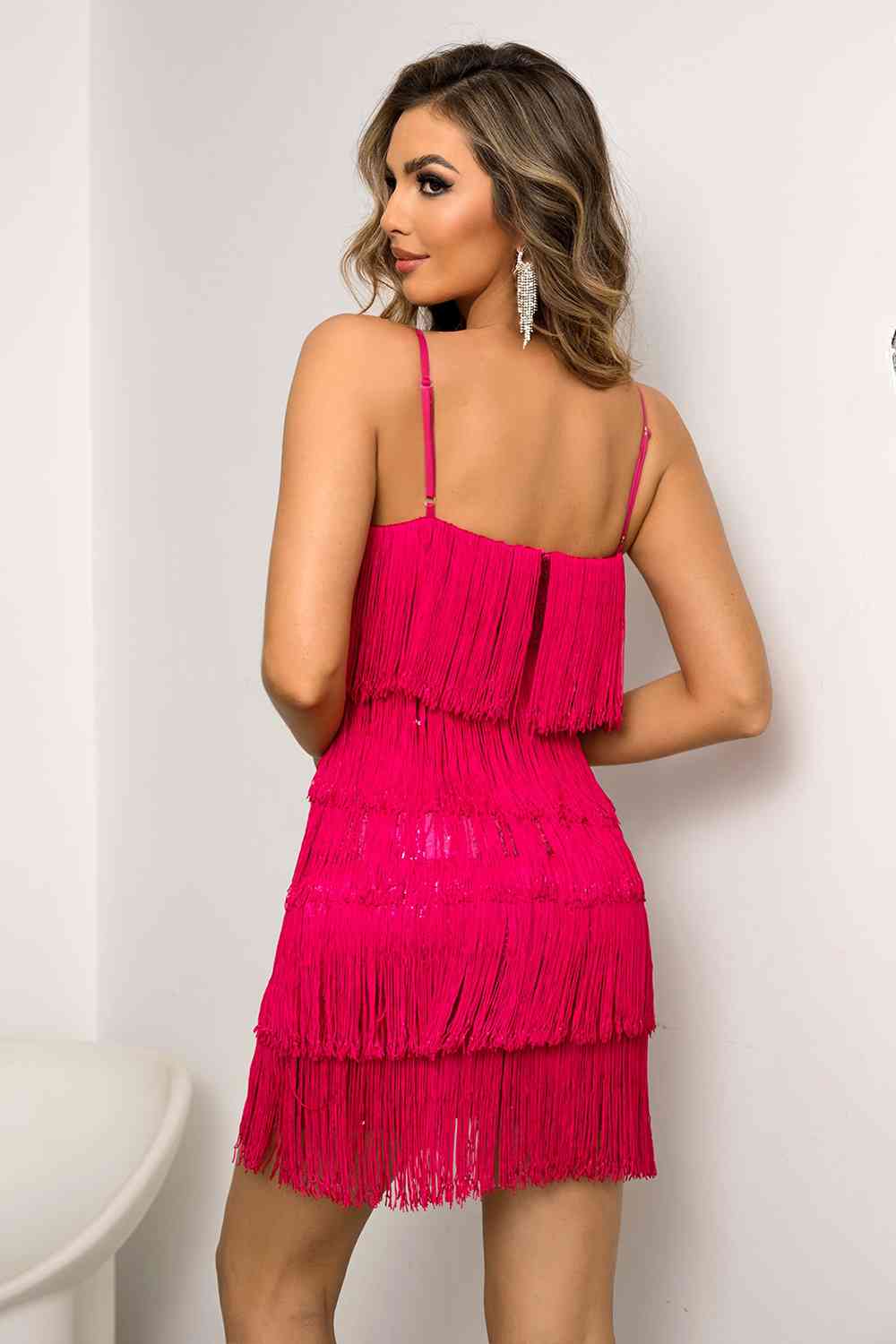 Spaghetti Strap Fringe Mini Dress - Christi's Boutique