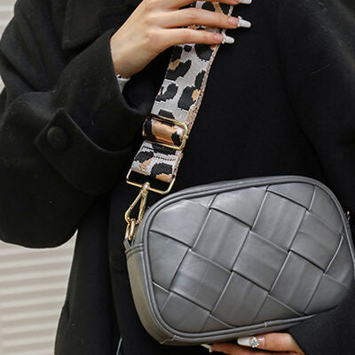 PU Leather Woven Crossbody Bag - Christi's Boutique