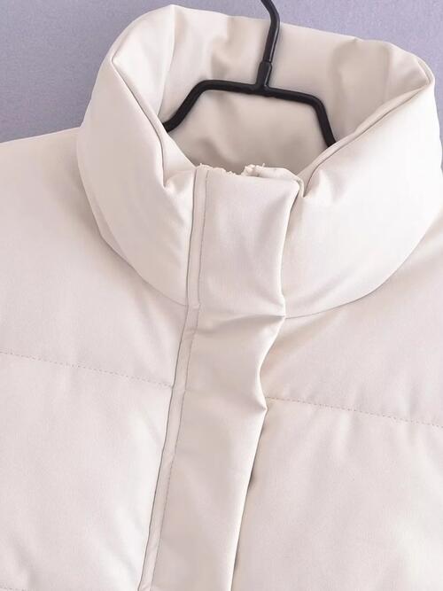 PU Leather Zip Up Drawstring Vest - Christi's Boutique