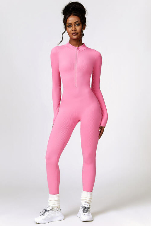 Half Zip Long Sleeve Active Jumpsuit - Christi's Boutique