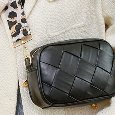 PU Leather Woven Crossbody Bag - Christi's Boutique