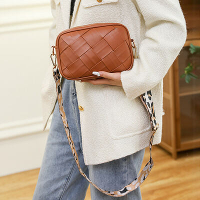 PU Leather Woven Crossbody Bag - Christi's Boutique