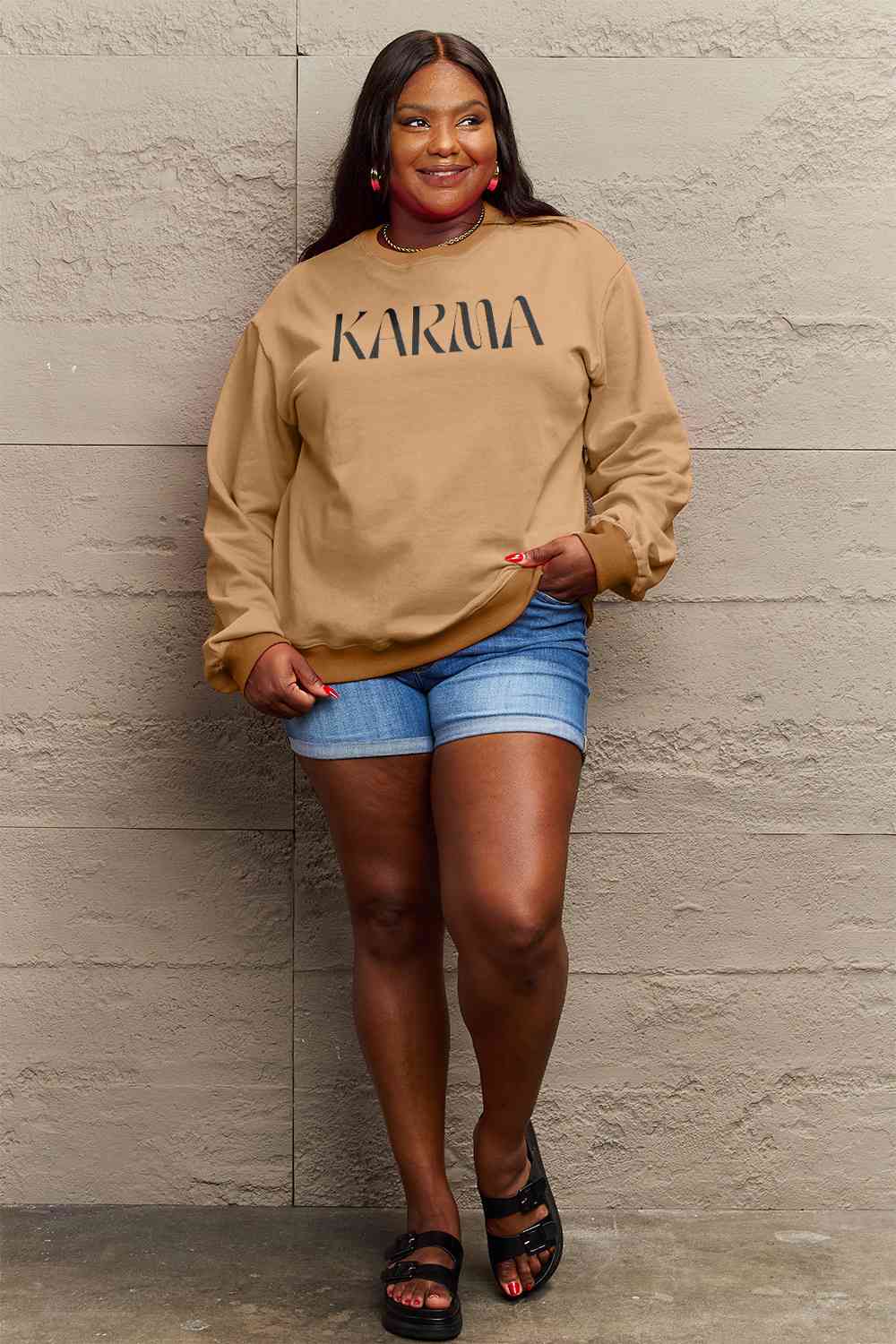 Simply Love Full Size KARMA Graphic Sweatshirt - Christi's Boutique