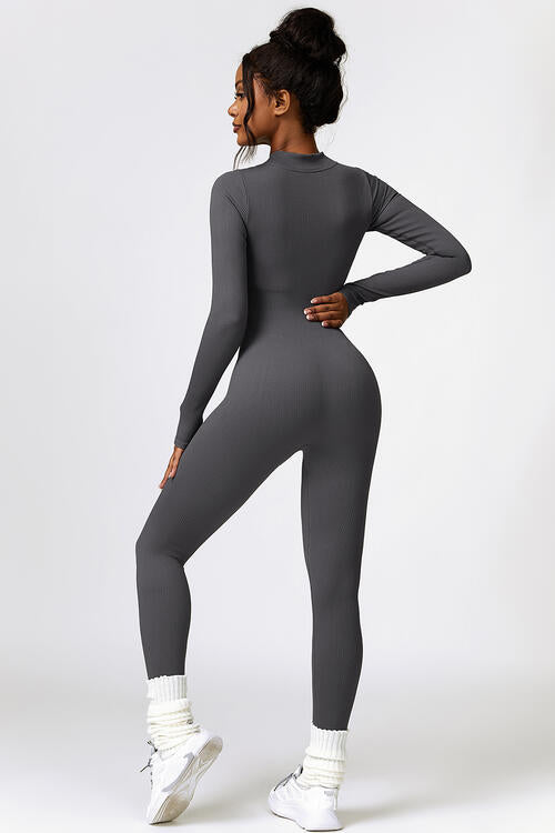 Half Zip Long Sleeve Active Jumpsuit - Christi's Boutique