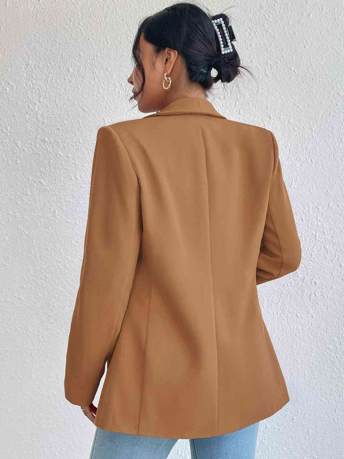 Shawl Collar Long Sleeve Blazer - Christi's Boutique